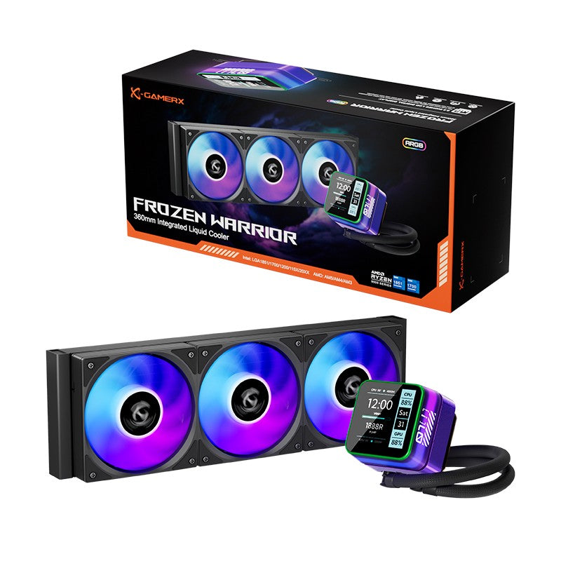whater cooler x-gamers S360 Branco/Preto ARGB All-In-One TELA LCD