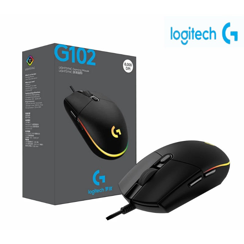 Mouse para jogos Logitech (g) g102, leve, rgb, leve, 200-8000dpi, segunda geraç