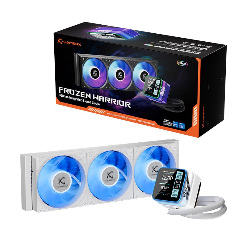 whater cooler x-gamers S360 Branco/Preto ARGB All-In-One TELA LCD