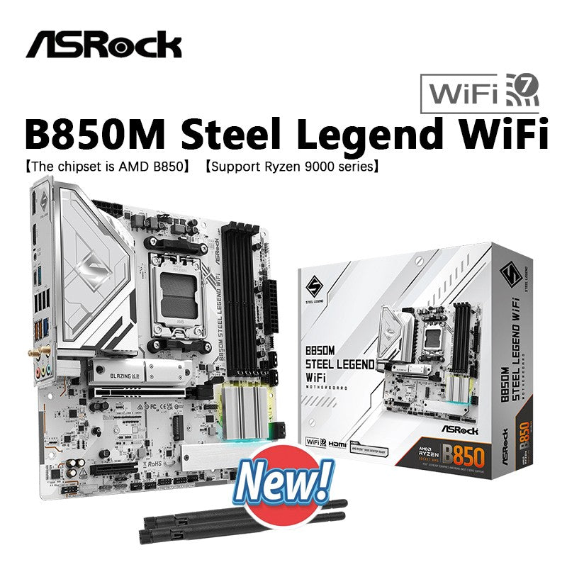 ASROCK B850M STEEL LEGEND WIFI NOVA placa-mãe AMD B850 Micro ATX AMD Socket AM5