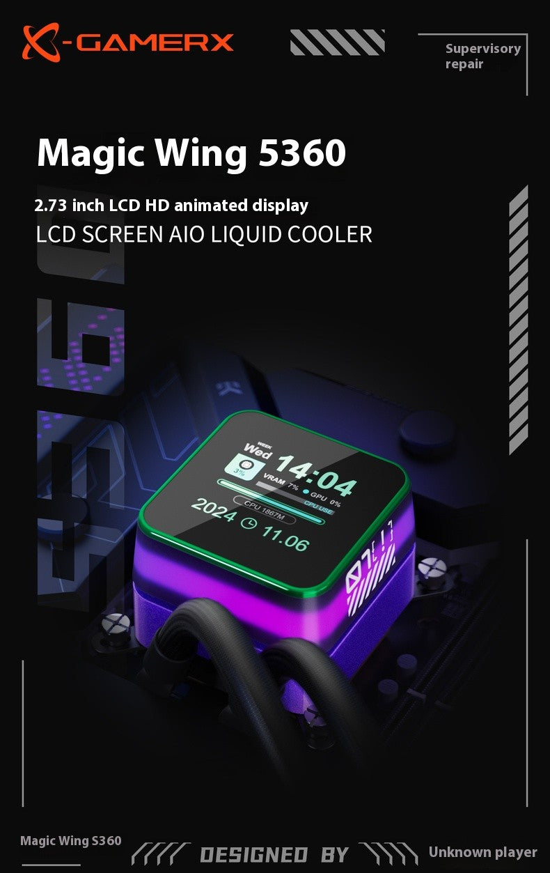 whater cooler x-gamers S360 Branco/Preto ARGB All-In-One TELA LCD