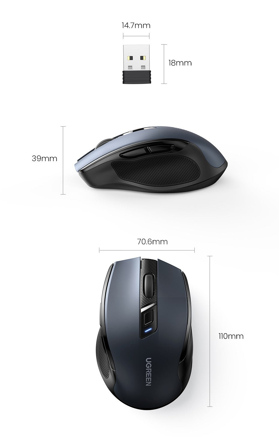 Mouse sem fio Bluetooth 5.0