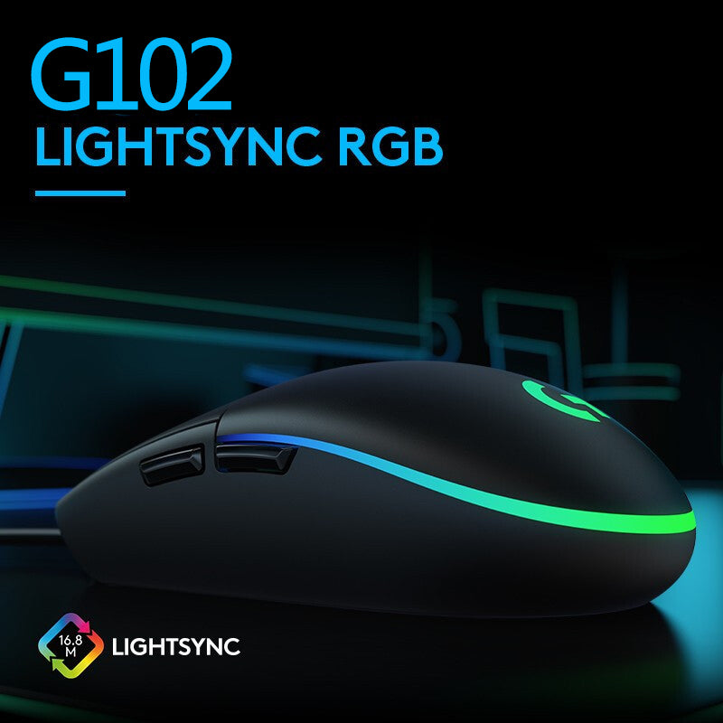 Mouse para jogos Logitech (g) g102, leve, rgb, leve, 200-8000dpi, segunda geraç