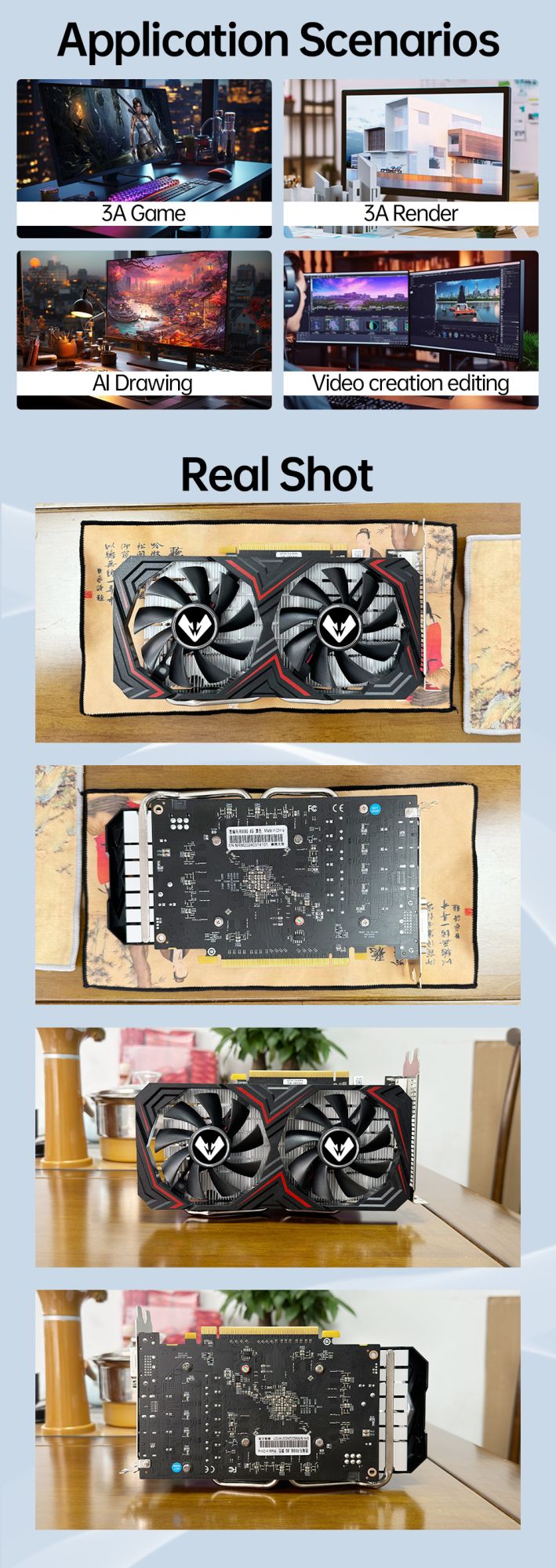 Placa de vídeo gráfica original Gaming, AMD Radeon, 8GB