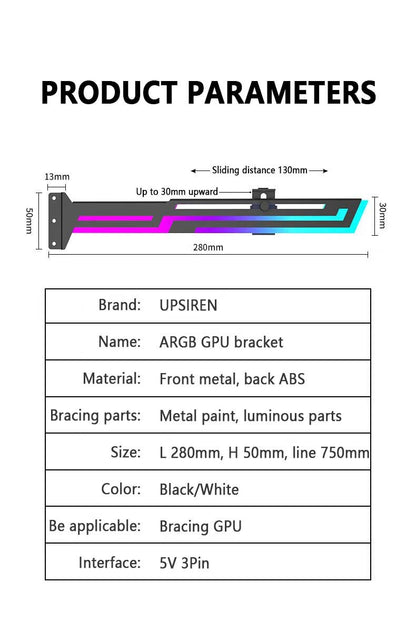SUPORTE PLACA DE VÍDEO altura ajustável ARGB AURA SYNC