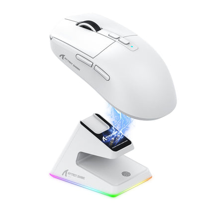 Mouse Bluetooth Attack Shark X6 PAW3395, conexão tri-mode 2.4, base de carregam
