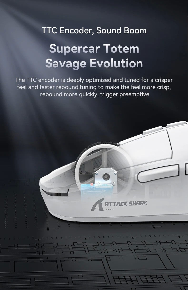 Mouse Bluetooth Attack Shark X6 PAW3395, conexão tri-mode 2.4, base de carregam
