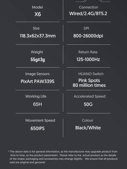 Mouse Bluetooth Attack Shark X6 PAW3395, conexão tri-mode 2.4, base de carregam