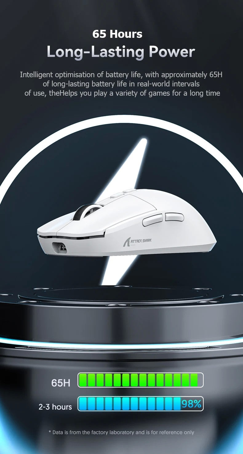 Mouse Bluetooth Attack Shark X6 PAW3395, conexão tri-mode 2.4, base de carregam