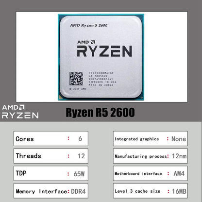 Processador CPU AMD Ryzen 5 R5 2600 3,4 GHz 6 núcleos e 12 núcleos soquete AM4